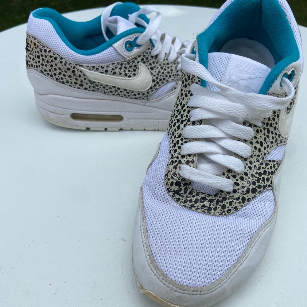 Nike Air Max 1 Safari White with Animal Print Pattern - Women’s Size 8